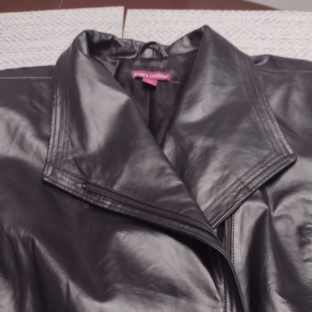 New Without Label Jessica London Black Leather Asymmetric Jacket - Picture 13 of 16